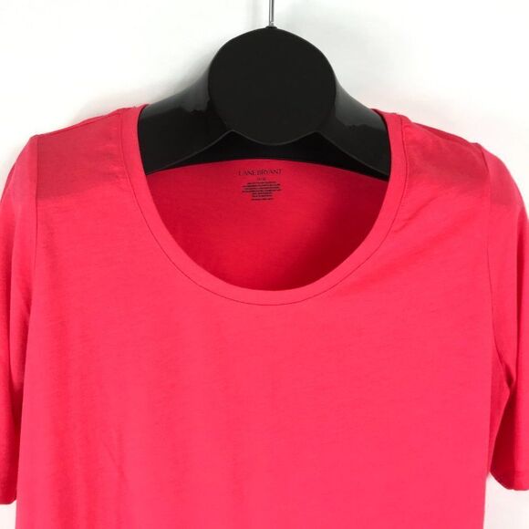 Lane Bryant Scoop Neck Knit Tee Women's Plus 14/16 Pink Short Sleeve Stretch - Picture 2 of 8